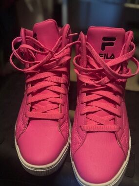 Fila Pink High-Top Sneakers - Vibrant Pink